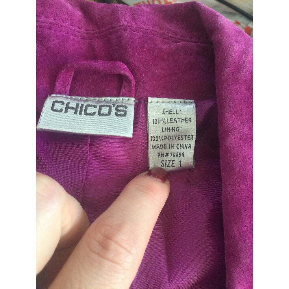 Chico’s Womens Leather Jacket Size 1 Medium Fuchsia Purple Whimsigoth Fairy Y2K - Picture 2 of 11